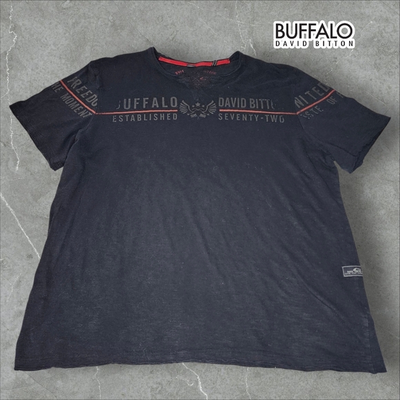 Buffalo David Bitton Other - BUFFALO Black Graphic Tee With V-Neck - XLarge
